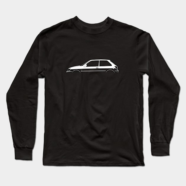 Ford Fiesta XR2i Mk III Silhouette Long Sleeve T-Shirt by Car-Silhouettes